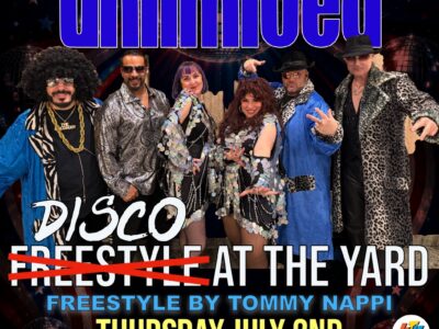 Disco Unlimited band poster with costumed performers