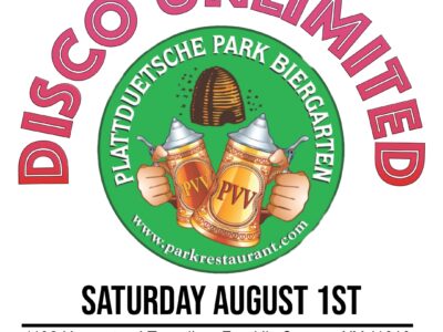 Two beer steins clinking in circular logo