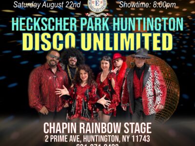 Disco band posing in colorful costumes