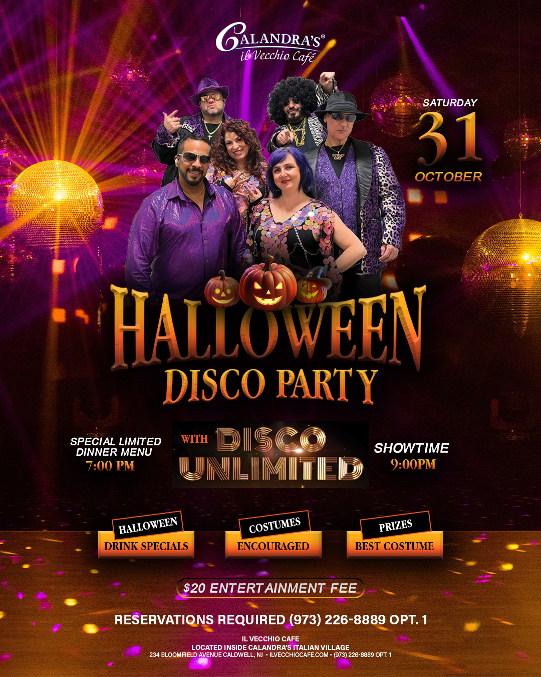 Halloween disco party promotional poster.